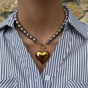 Everly Glam Mixed Metal Heart Necklace