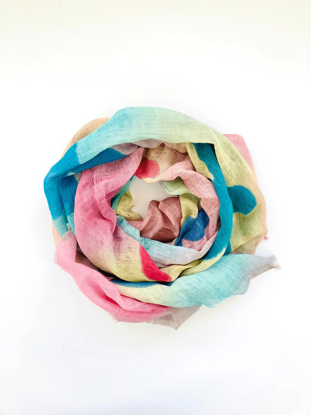 🎉 Cotton Linen Scarf - Floral Scarf Multicoloured  - Large Flowers