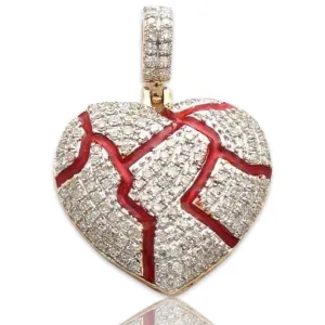 10KY 0.50CTW DIAMOND BROKEN HEART PENDANT - RED EN