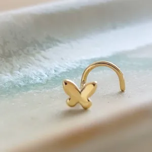 14K Gold Butterfly Nose Screw