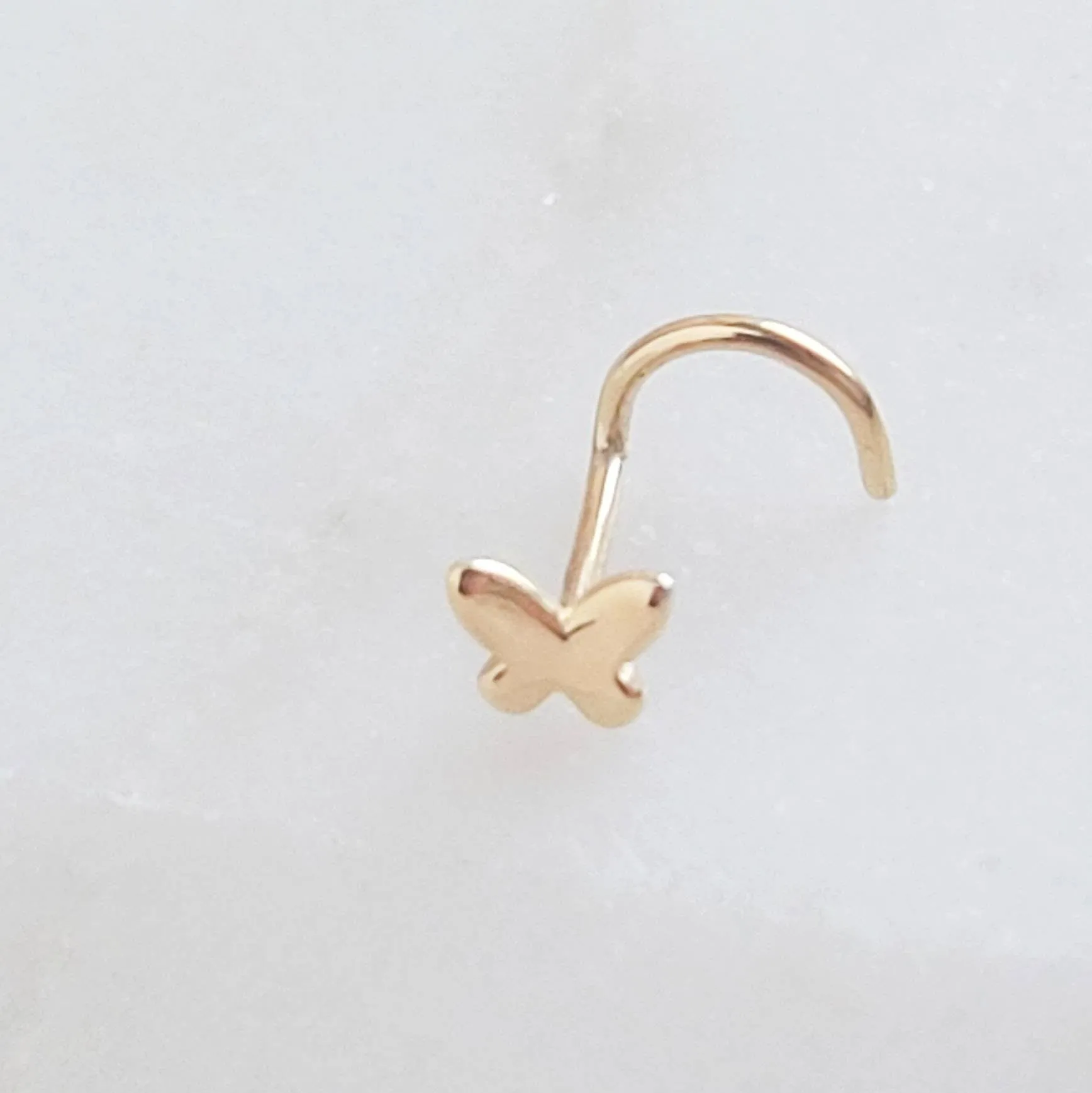 14K Gold Butterfly Nose Screw