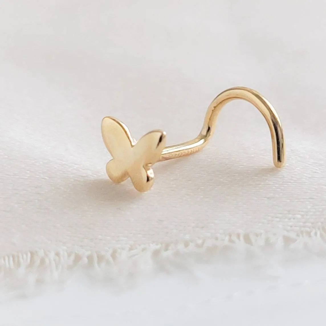 14K Gold Butterfly Nose Screw