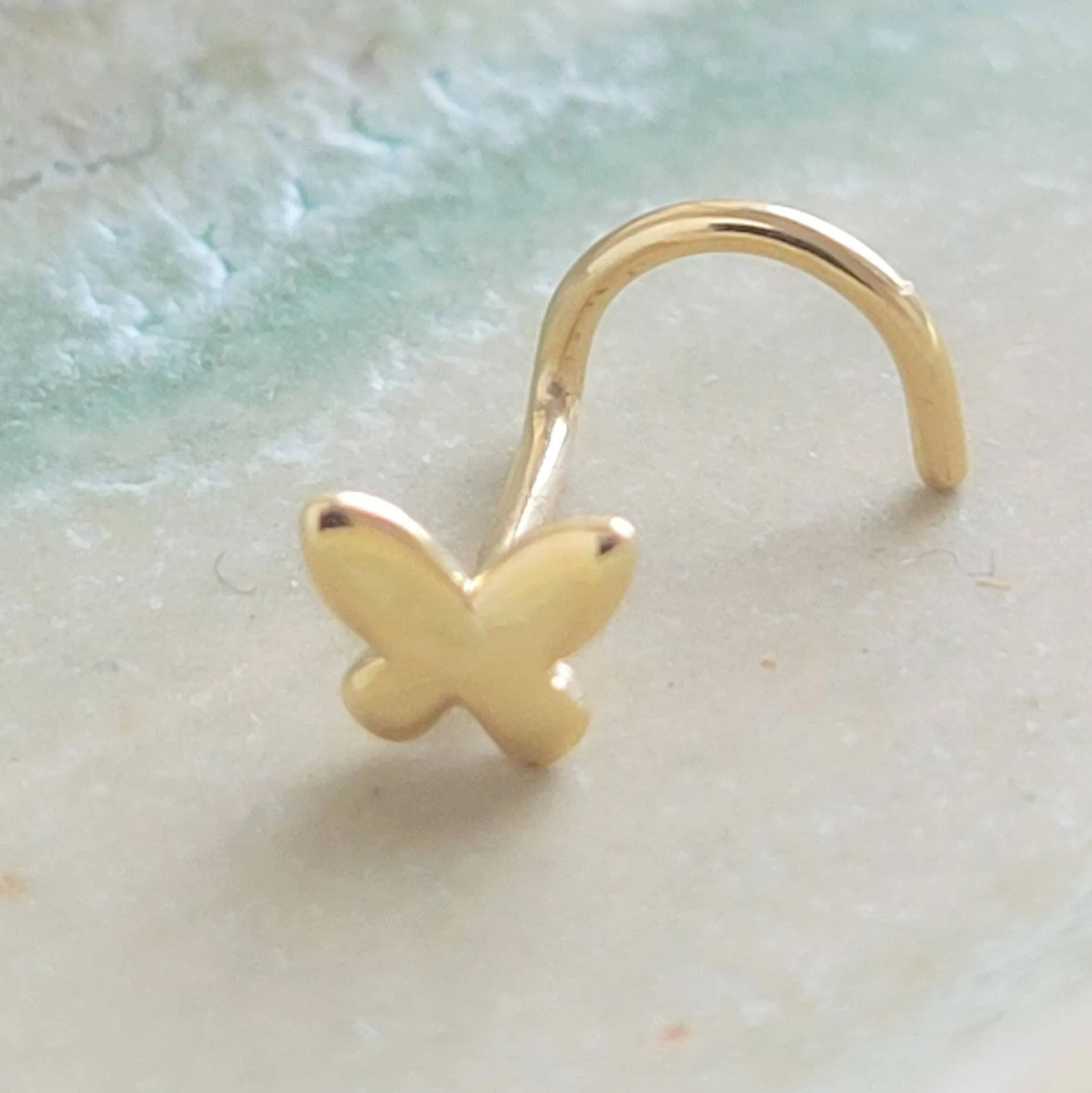 14K Gold Butterfly Nose Screw