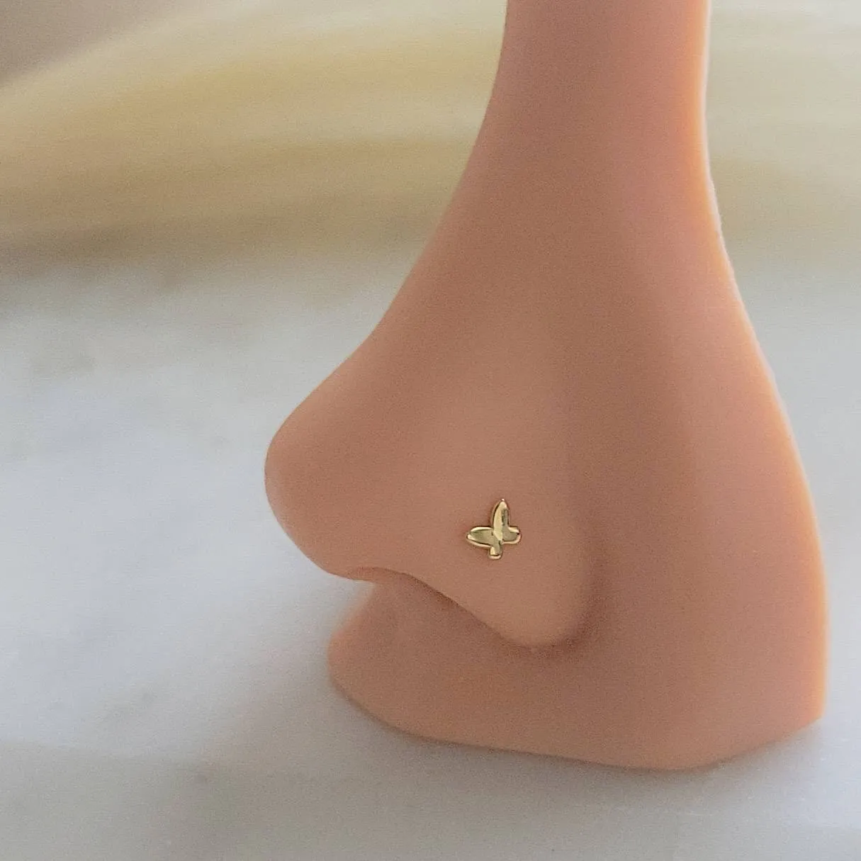 14K Gold Butterfly Nose Screw