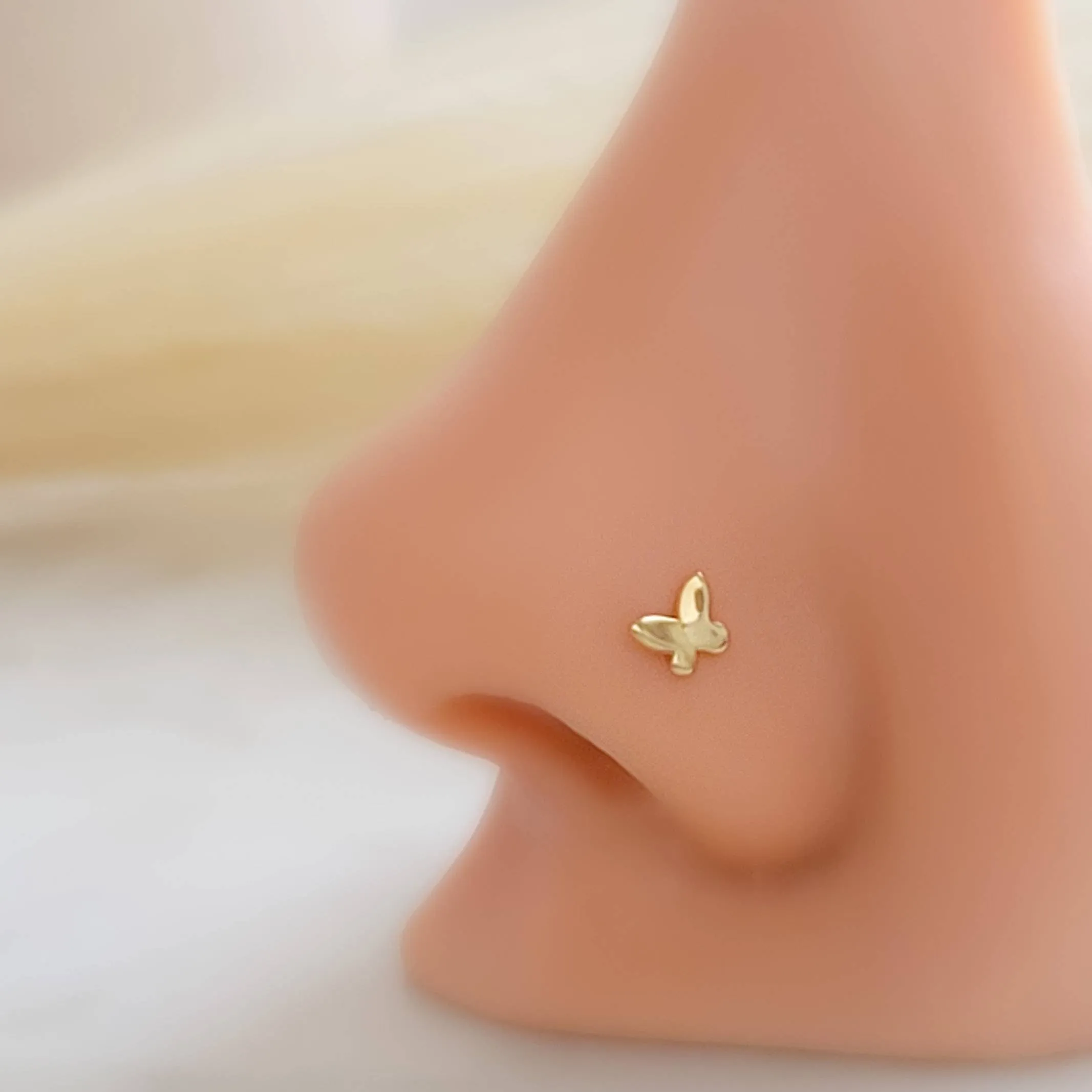 14K Gold Butterfly Nose Screw