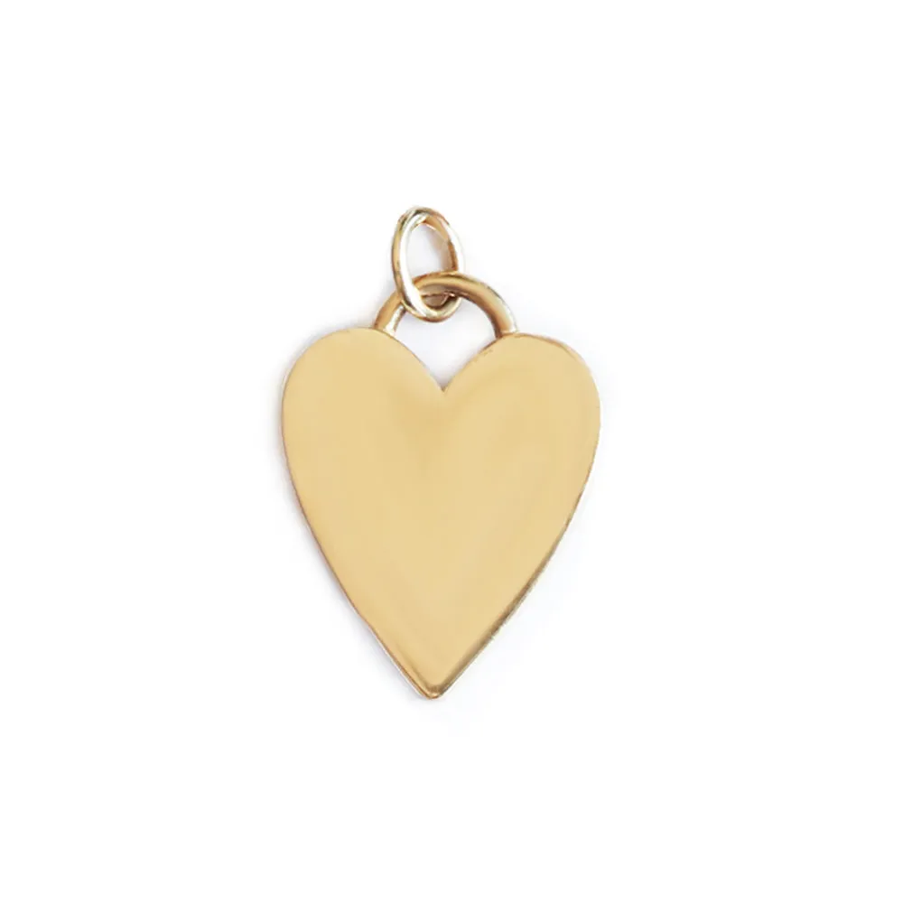 14K Solid Gold Heart Charm Pendant