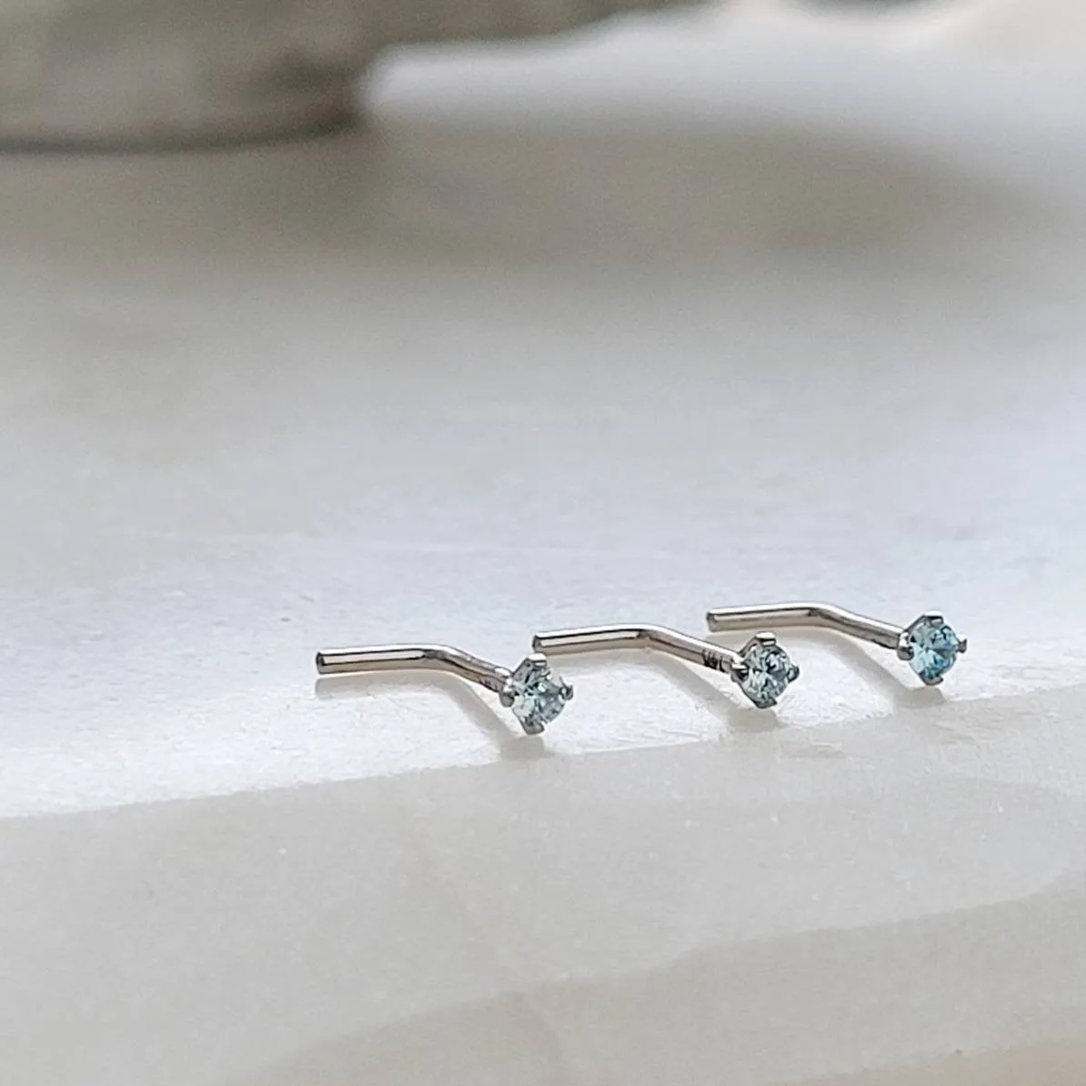 14K White Gold Nose Stud