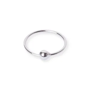 18ct Gold Rhodium Plated Nose Ring with Plain Finish and Ball Closure NR-7578R