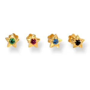 18ct Yellow Gold Star Shaped Screw Back Nose Stud with Cubic Zirconia Stone NS-4360SB