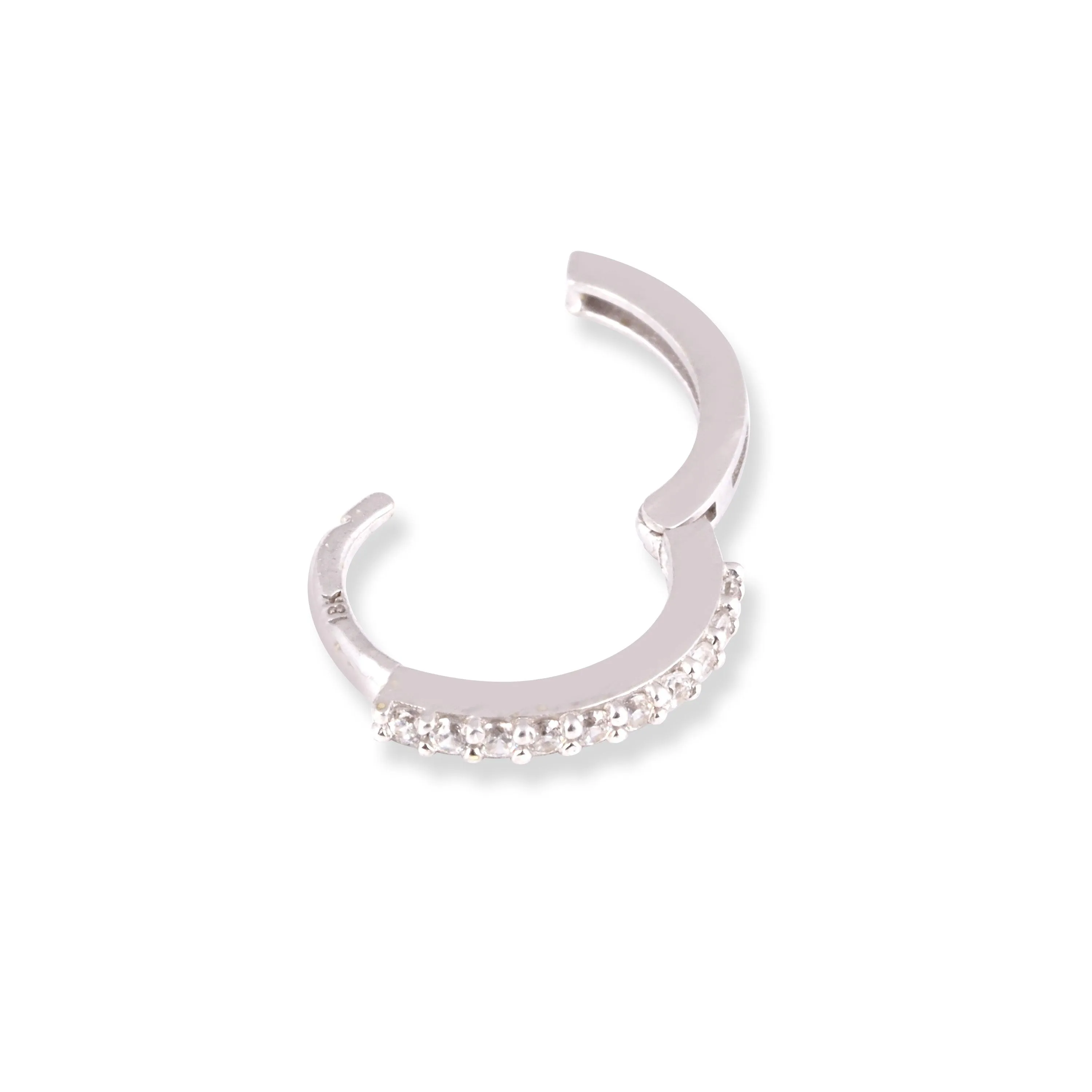 18ct Yellow / White Gold Nose Ring With Cubic Zirconia Stones (6mm-12mm) NR-7833