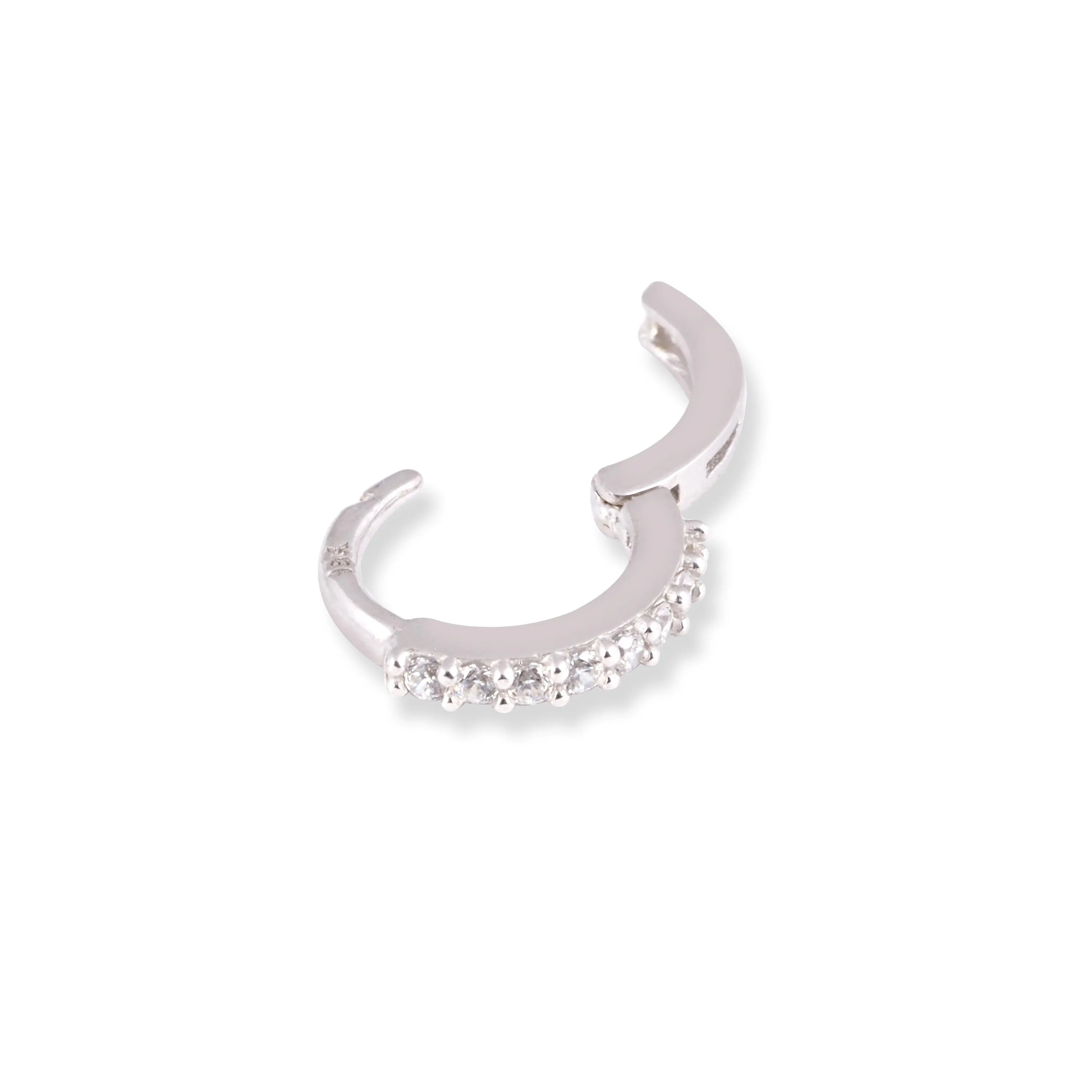 18ct Yellow / White Gold Nose Ring With Cubic Zirconia Stones (6mm-12mm) NR-7833