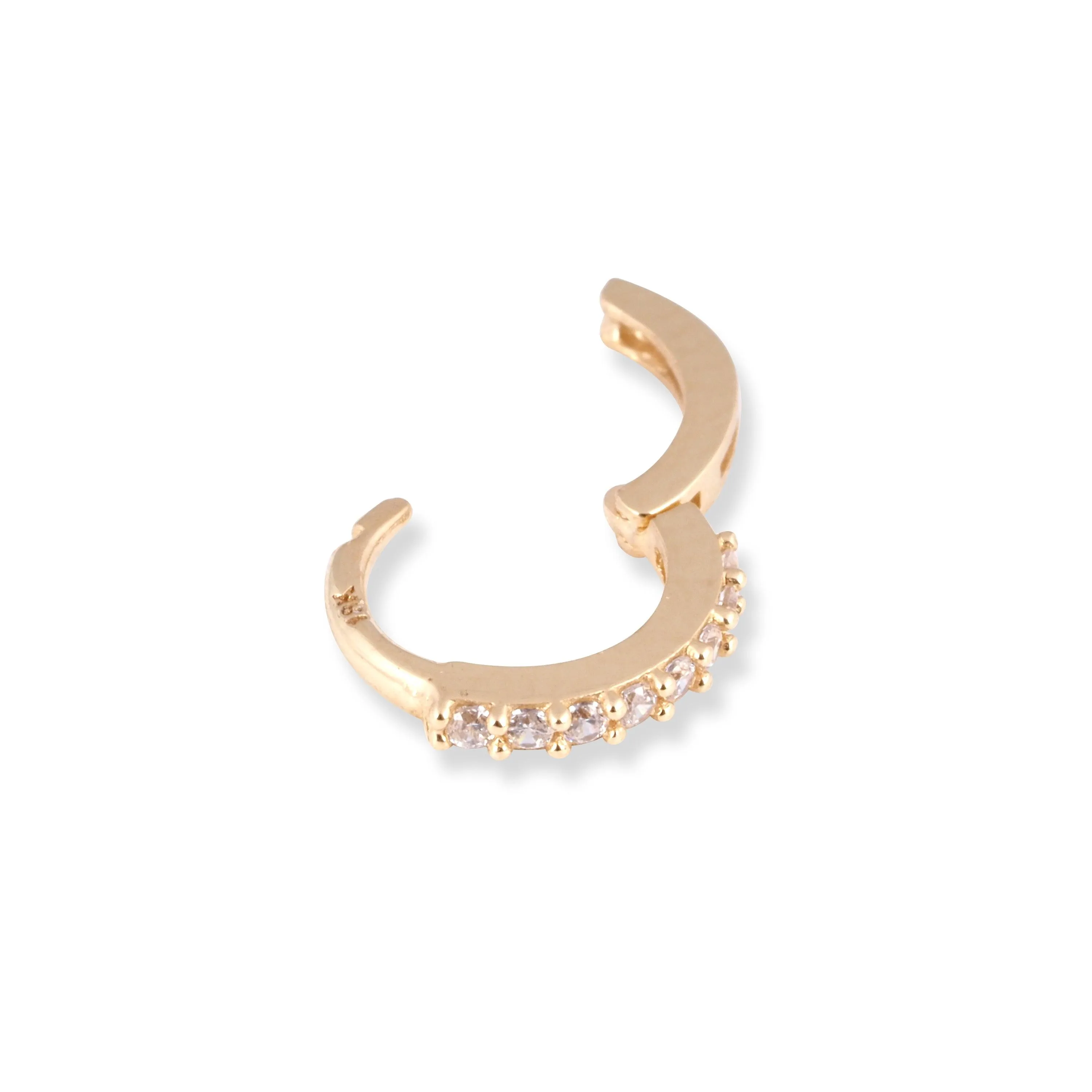 18ct Yellow / White Gold Nose Ring With Cubic Zirconia Stones (6mm-12mm) NR-7833