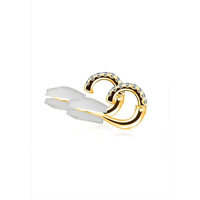 18k Gold Triple Curve Dangling Diamond Ear Cuff