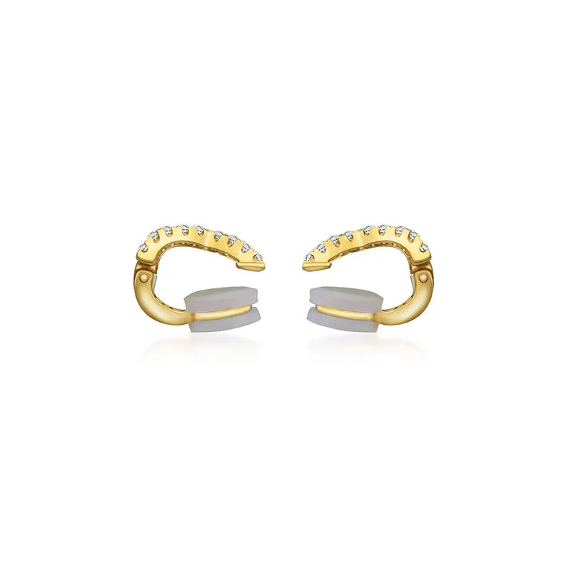 18k Gold Triple Curve Diamond Ear Cuff