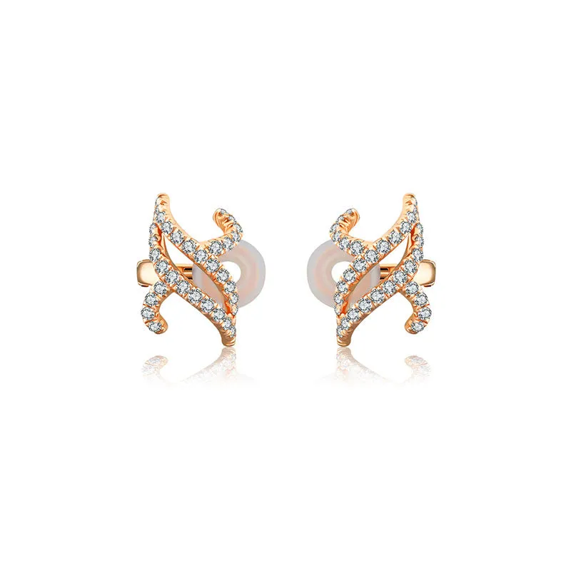 18k Gold Twisted Curve Diamond Ear Cuff