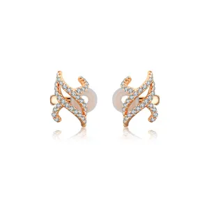 18k Gold Twisted Curve Diamond Ear Cuff