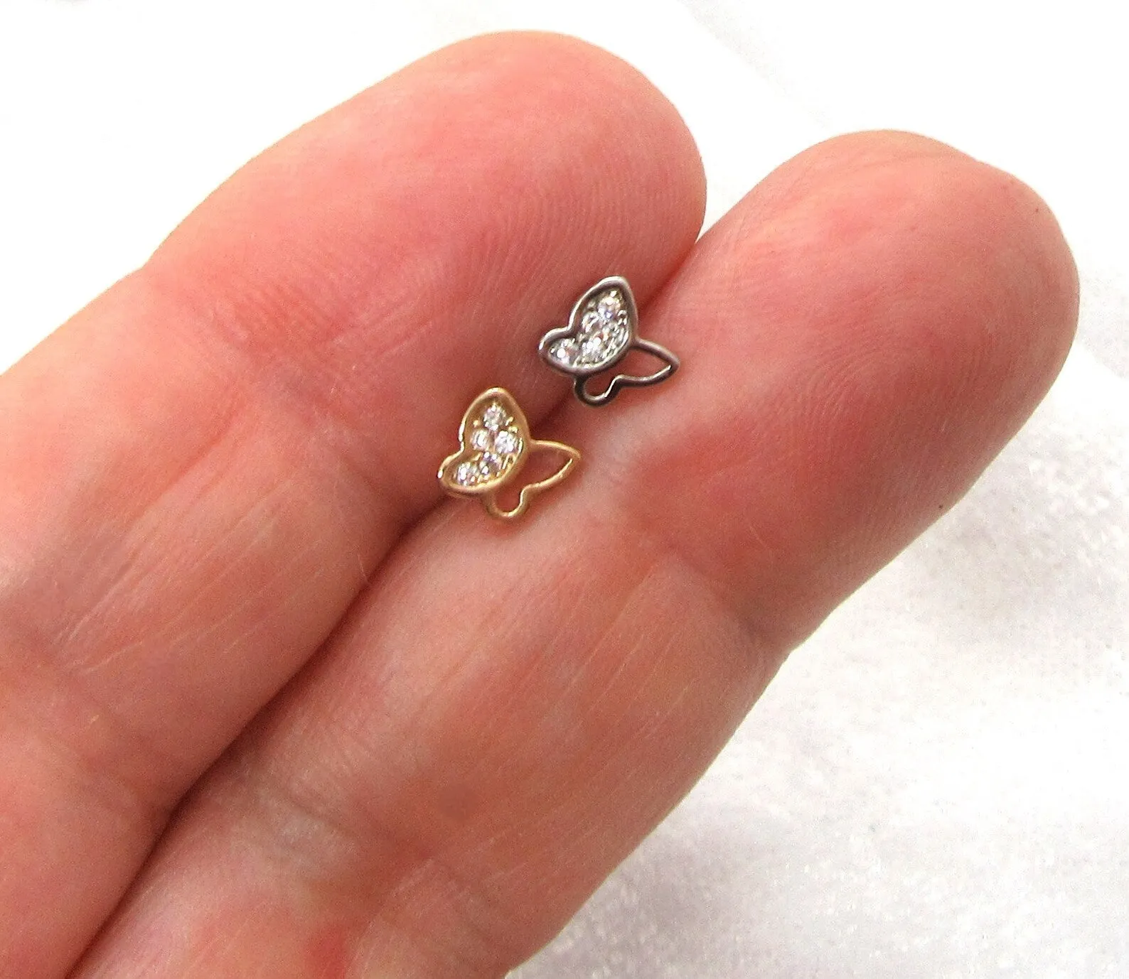 20G Butterfly Silver Gold L Shape Nose Stud Ring Nose Earrings 20 gauge 20G Nose Jewelry Pin Nostril Nose Studs