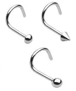 3 Pack Surgical Steel Nose Screw Ball/ Spike/ Disk