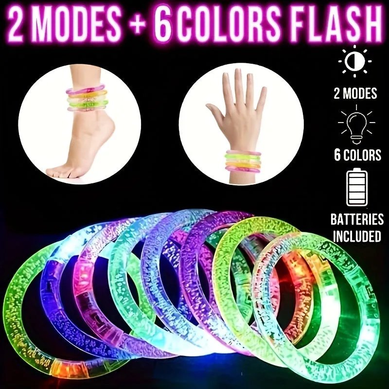 6PC Glow In The Dark LED Bracelets  Party Favors