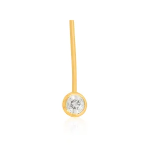 9ct Yellow Gold Round Brilliant Cut Diamond Set Nose Stud