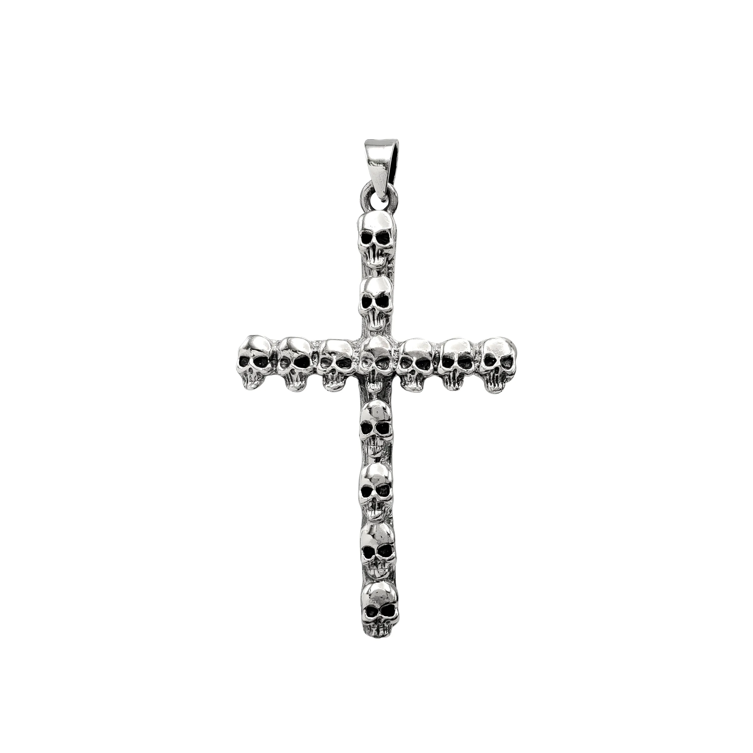 Antique Finish Crypt Cross Pendant (Silver)