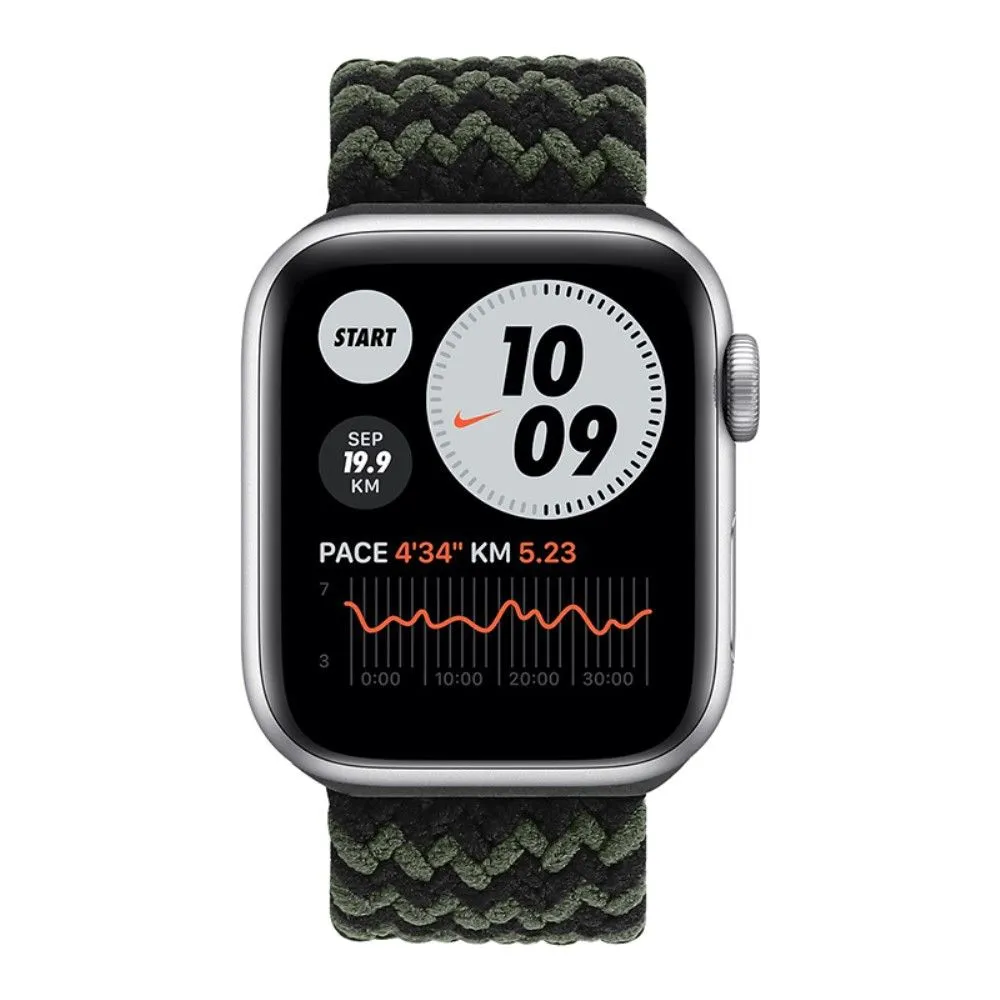 Apple Watch (41mm) elastic watch strap - Black / Green / Size: L