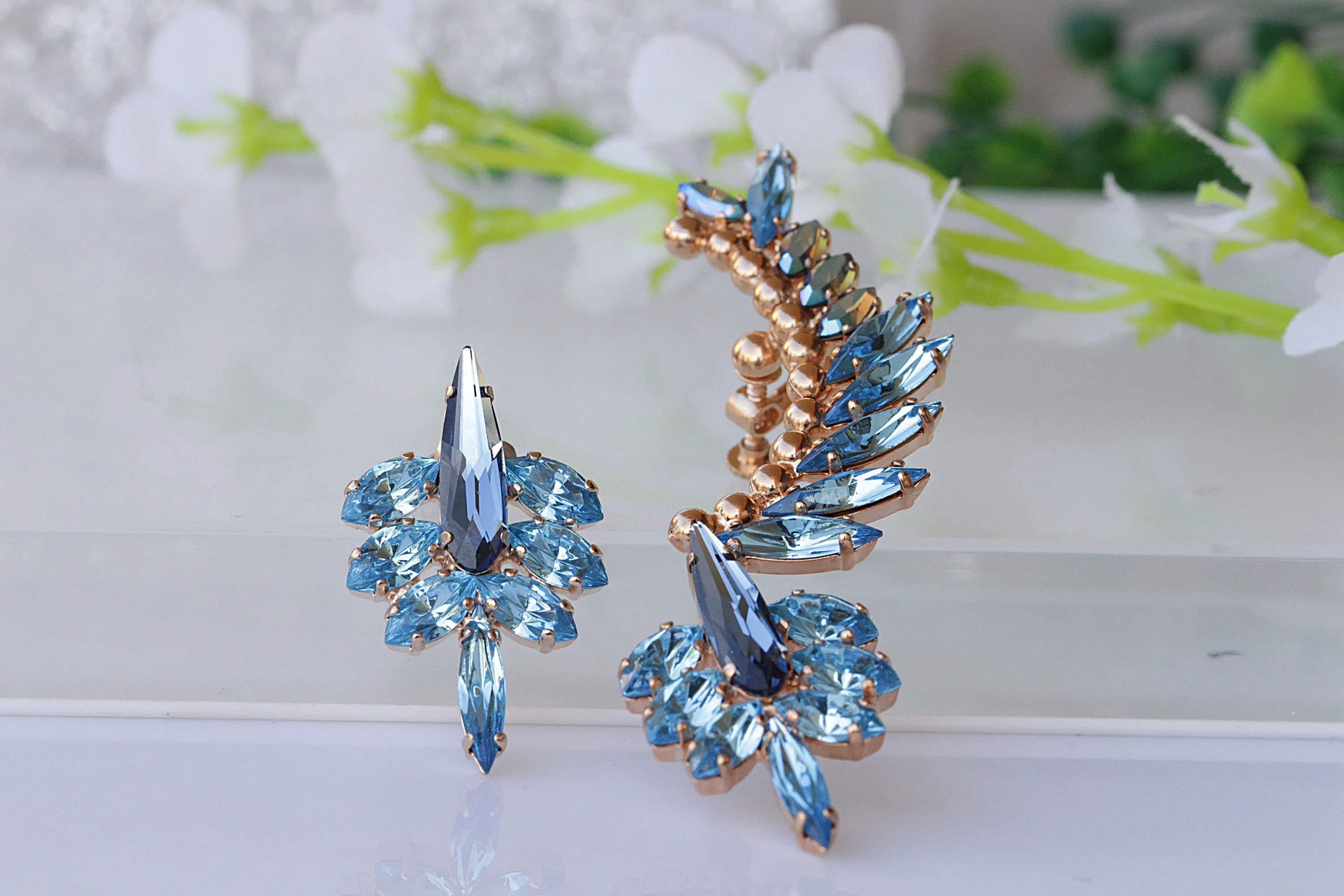 Aquamarine EAR CLIMBER EARRINGS