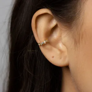 Baguette and round CZ Ear Conch Cuff, Earring No Piercing is Needed, Unisex, Gold, Silver SHEMISLI - SF047