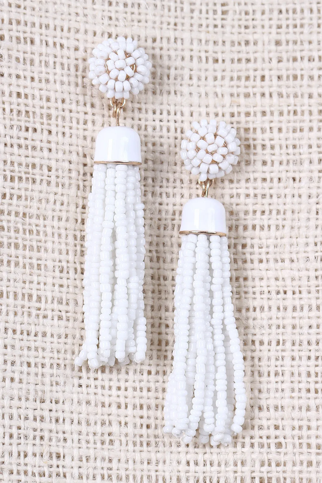 Beaded Cluster Tassel Dangle Earrings