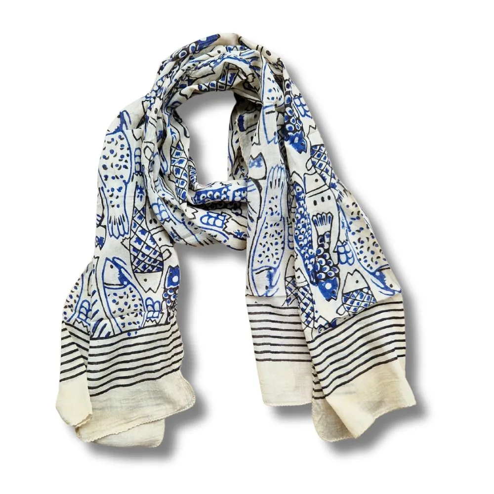 block print cotton scarf