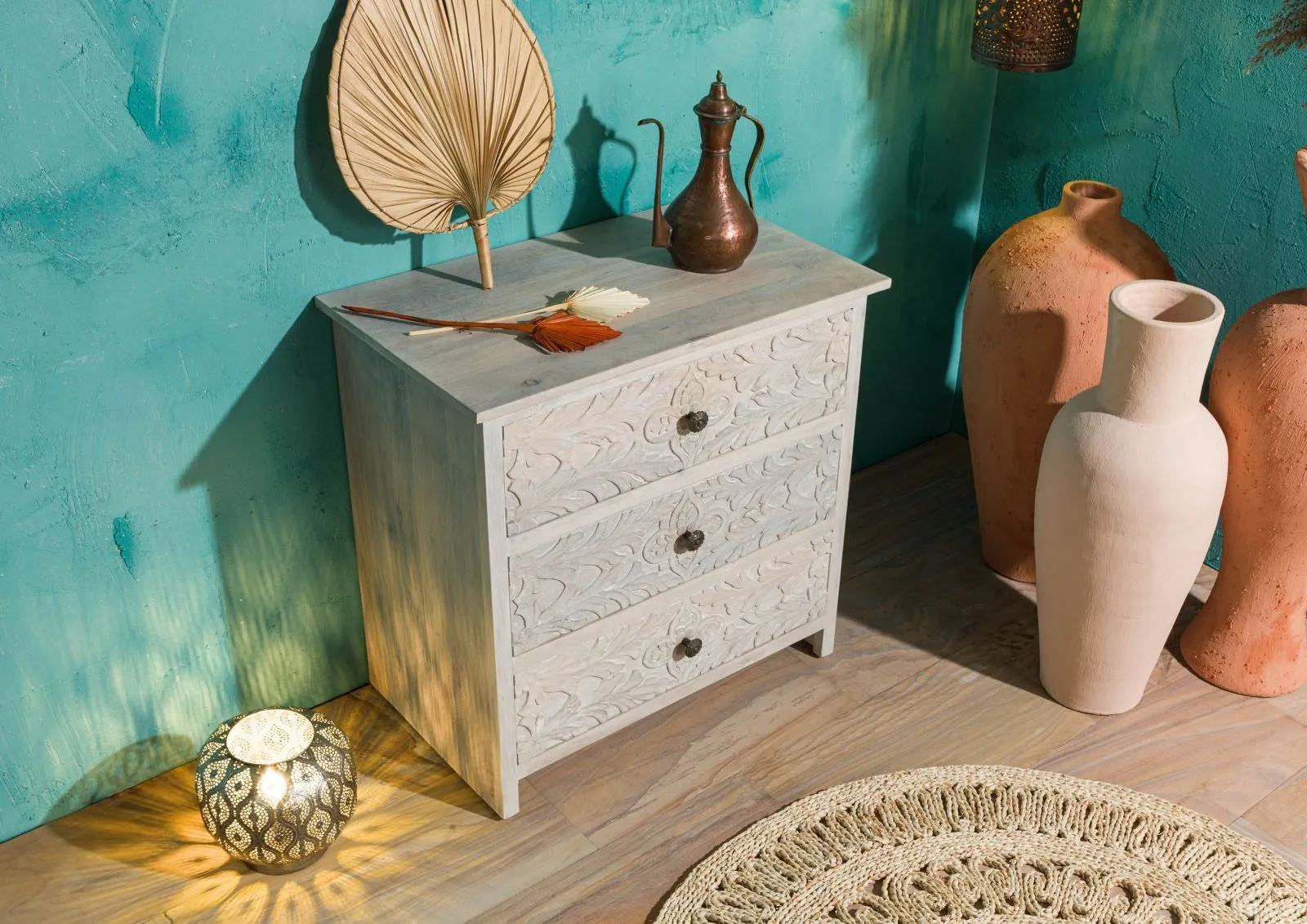 Carved Dresser Mango 80x48x78 white