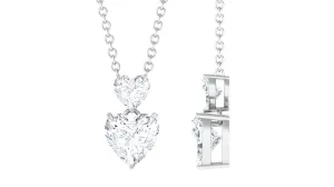 Certified Moissanite Twin Heart Necklace in Prong Setting