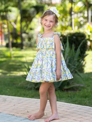 CLEARANCE SALE - Abuela Tata SS24 - Girls Floral & Lemons Print Summer Dress 355