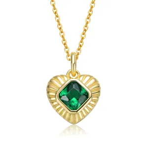 Coeur Sunray Green Heart Pendant Necklace