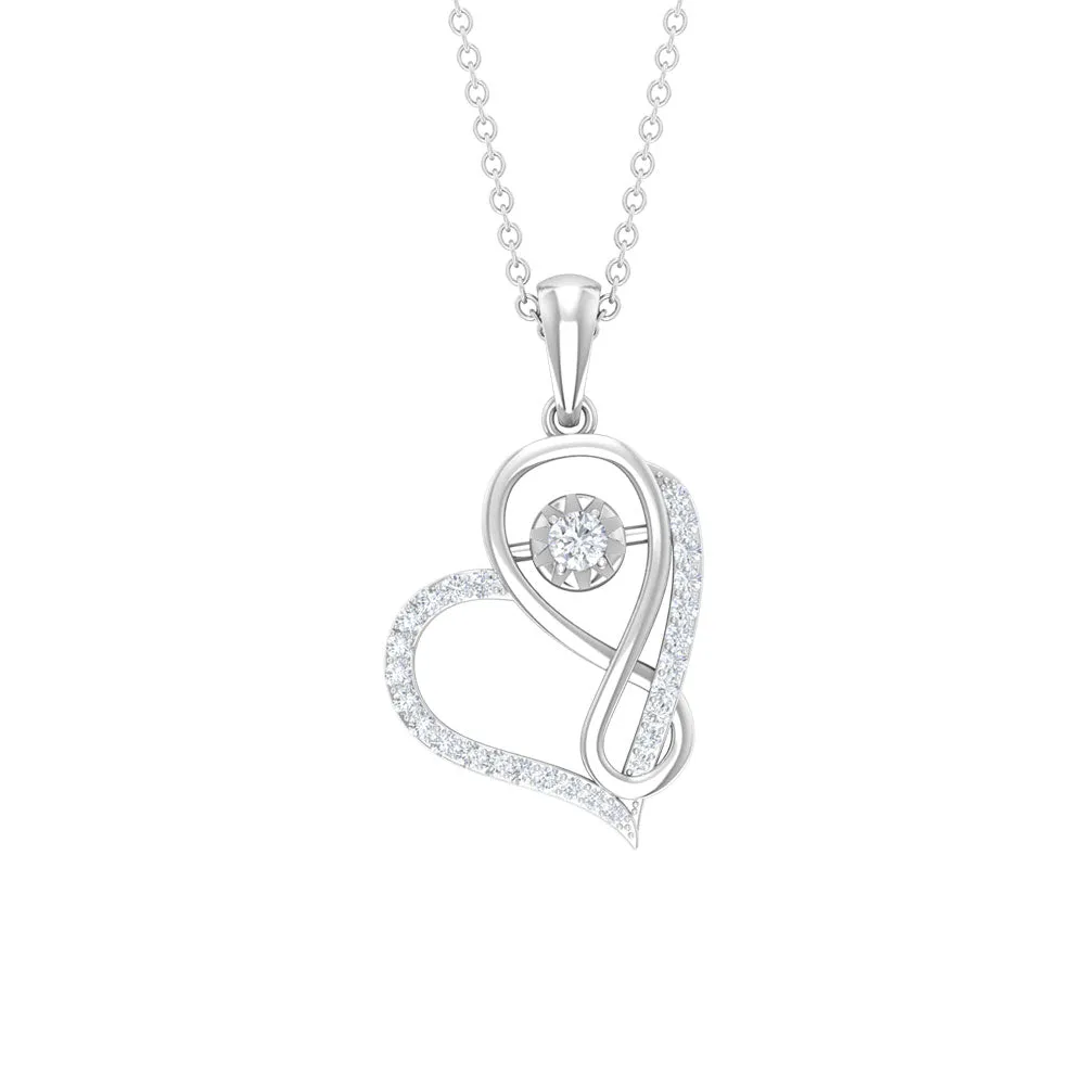 Cubic Zirconia Interlock Heart Infinity Pendant