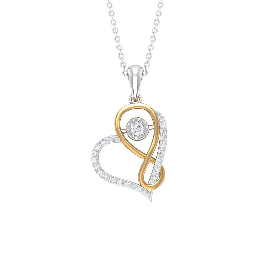 Cubic Zirconia Interlock Heart Infinity Pendant