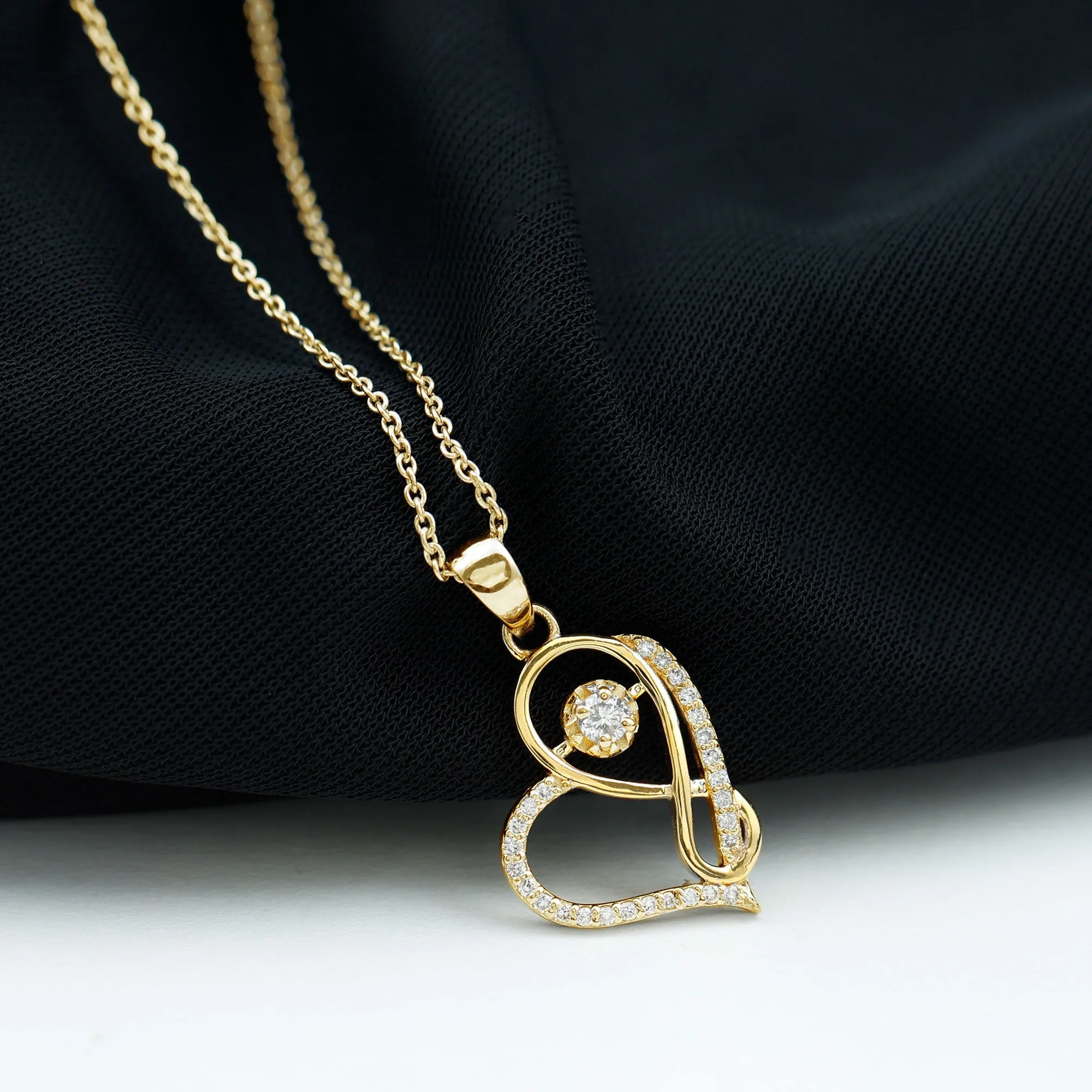 Cubic Zirconia Interlock Heart Infinity Pendant