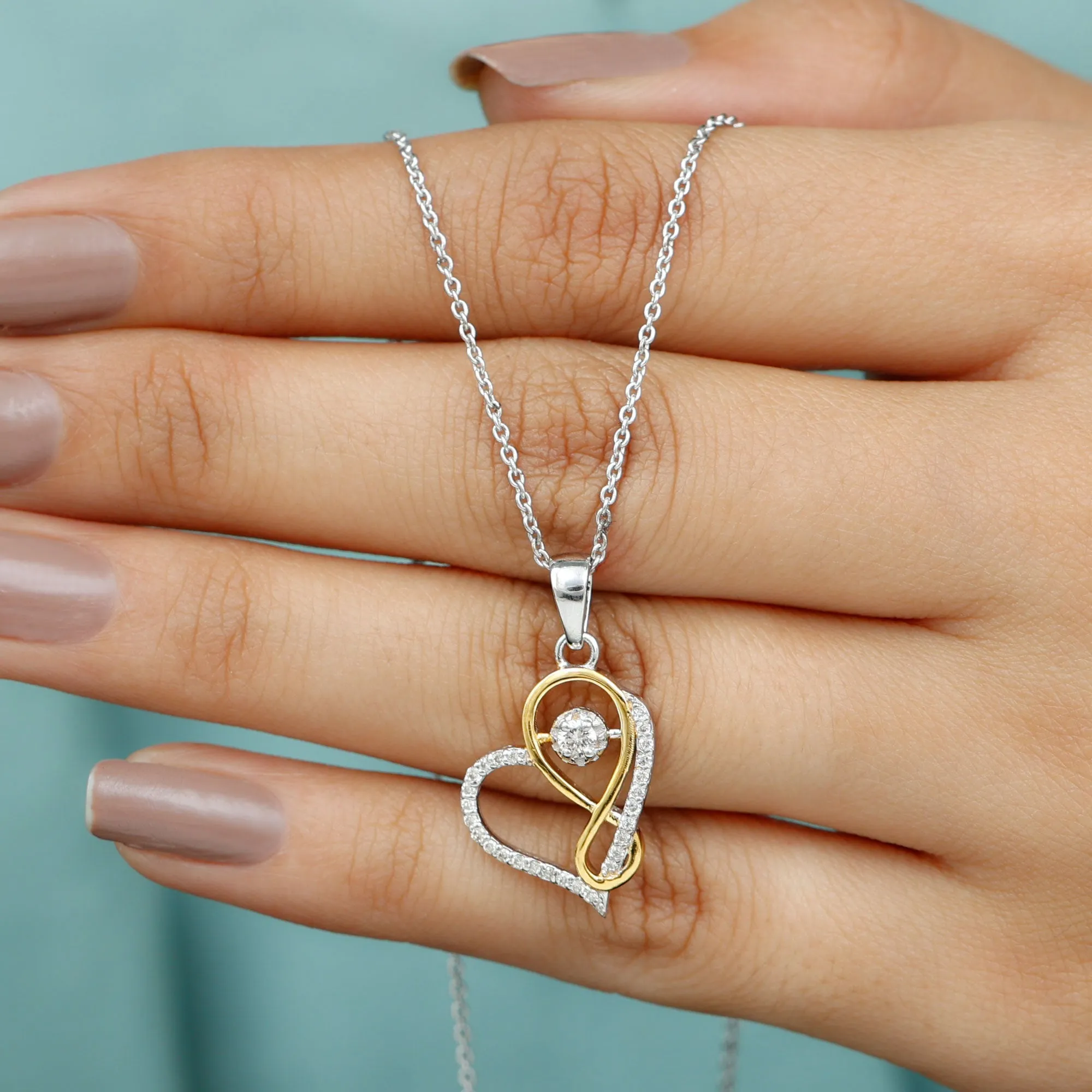 Cubic Zirconia Interlock Heart Infinity Pendant