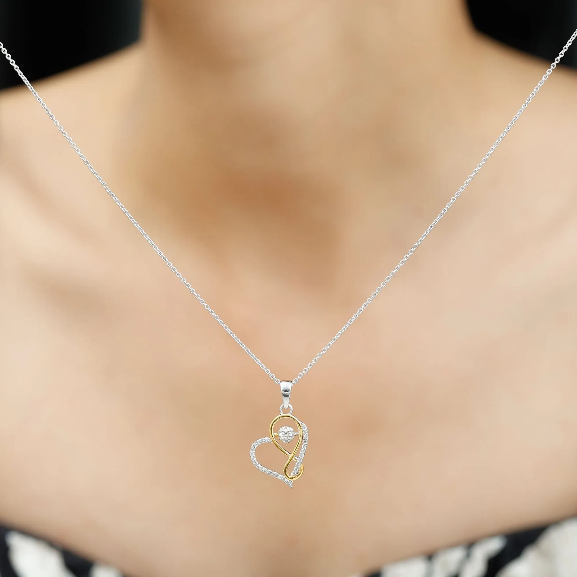 Cubic Zirconia Interlock Heart Infinity Pendant