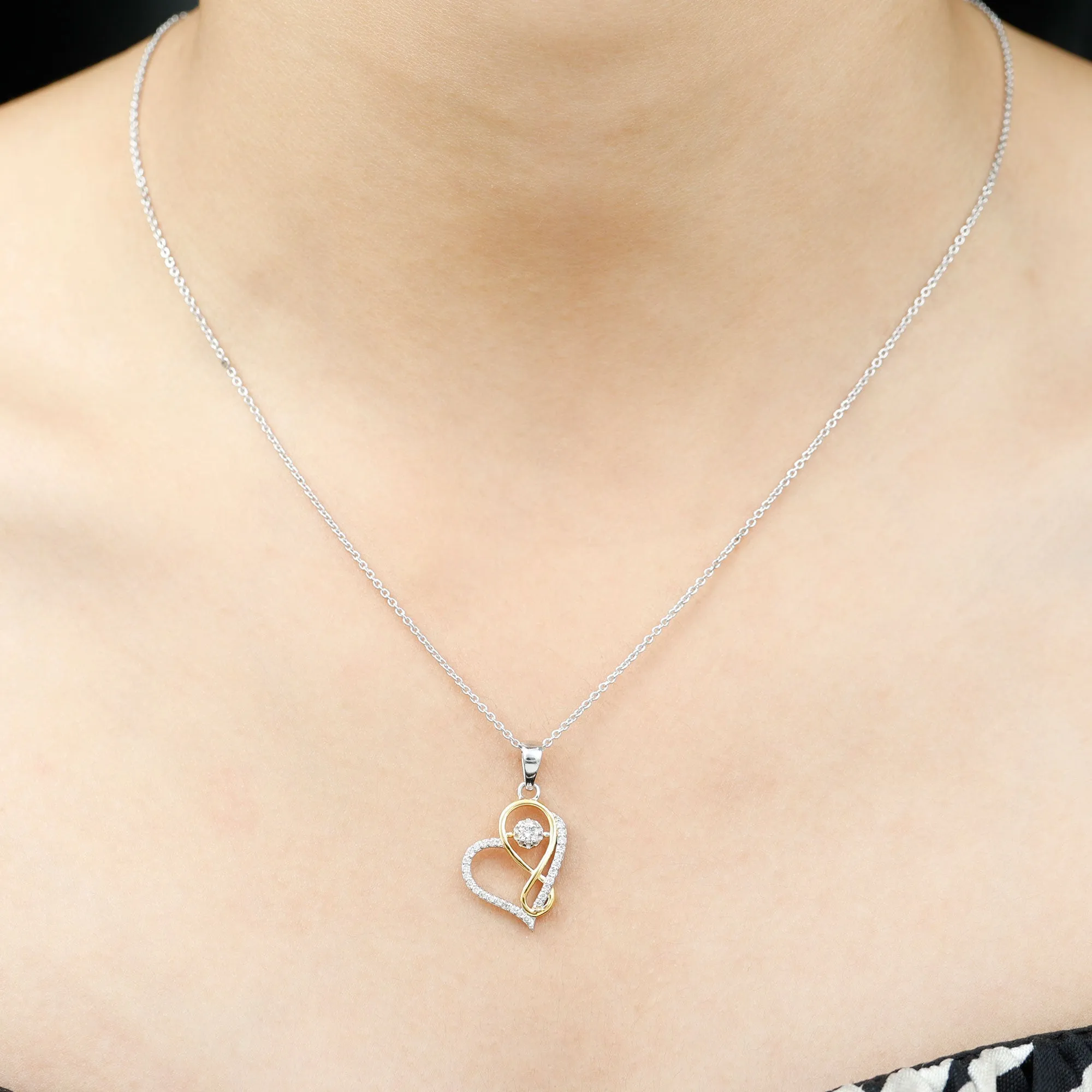 Cubic Zirconia Interlock Heart Infinity Pendant