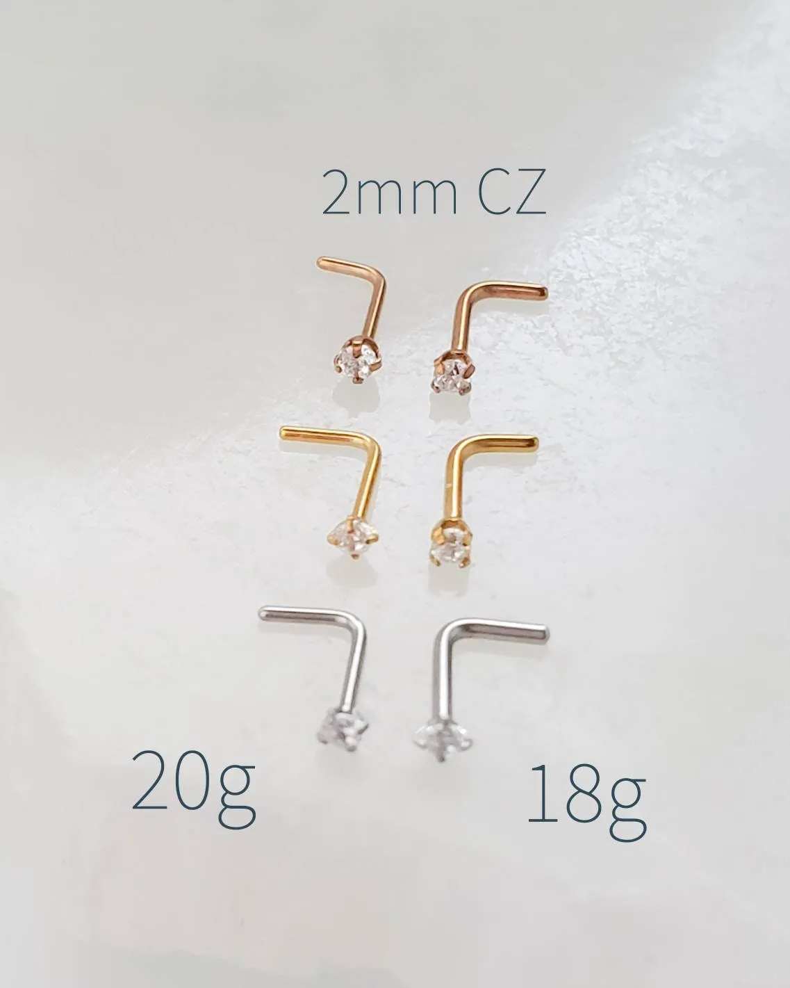 CZ Diamond L Bend Nose Stud