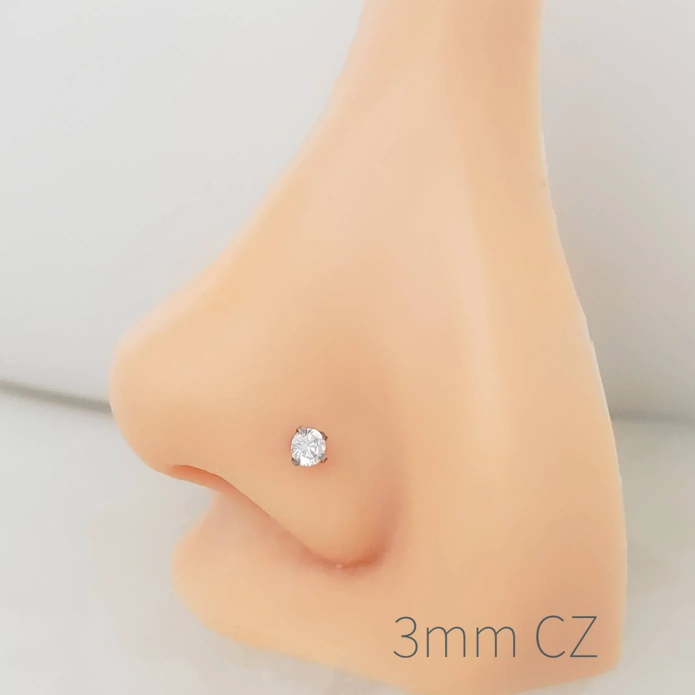 CZ Diamond L Bend Nose Stud