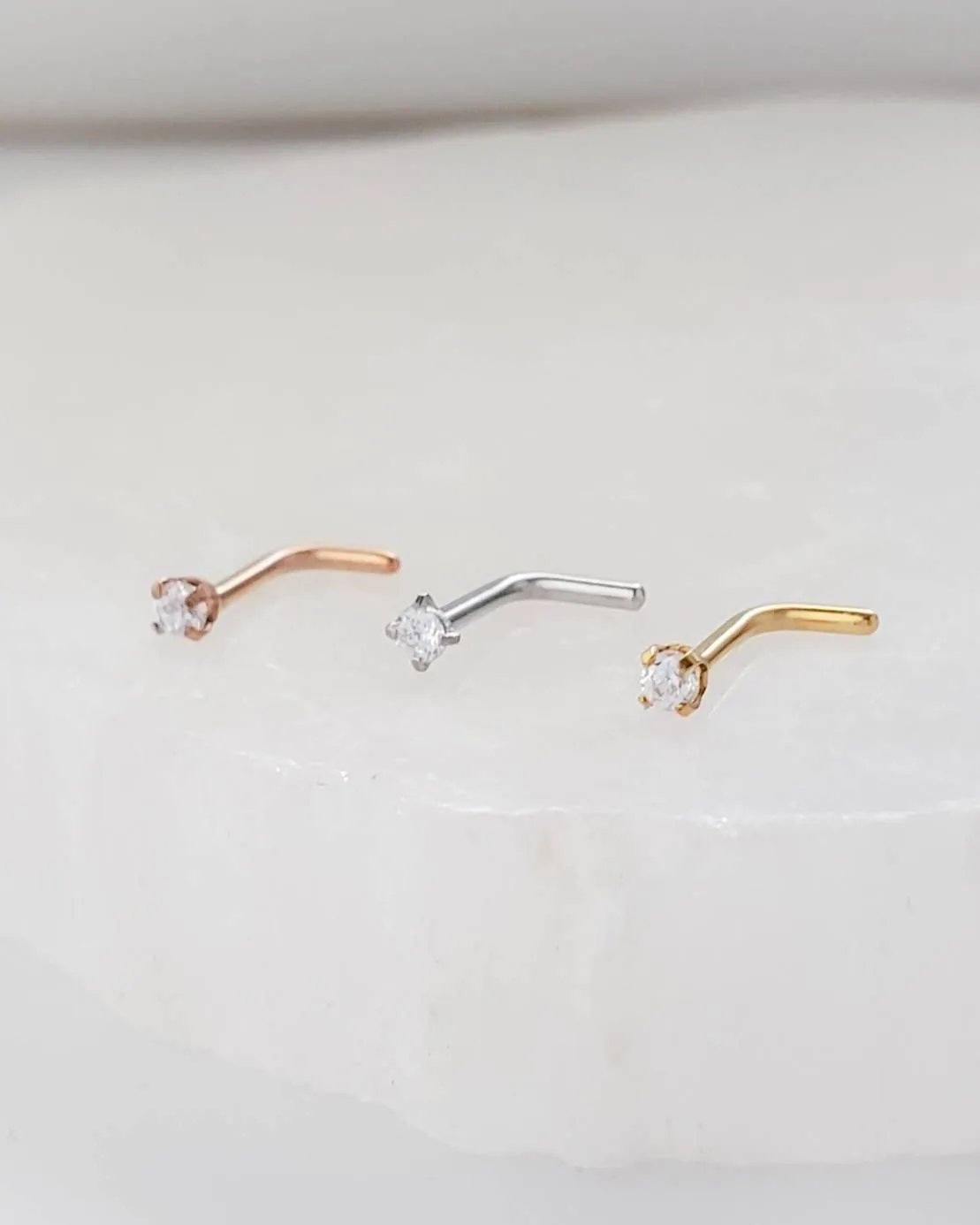 CZ Diamond L Bend Nose Stud