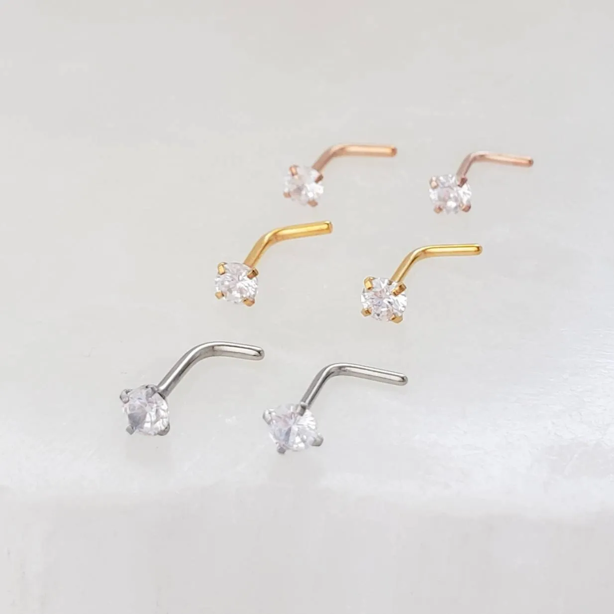 CZ Diamond L Bend Nose Stud