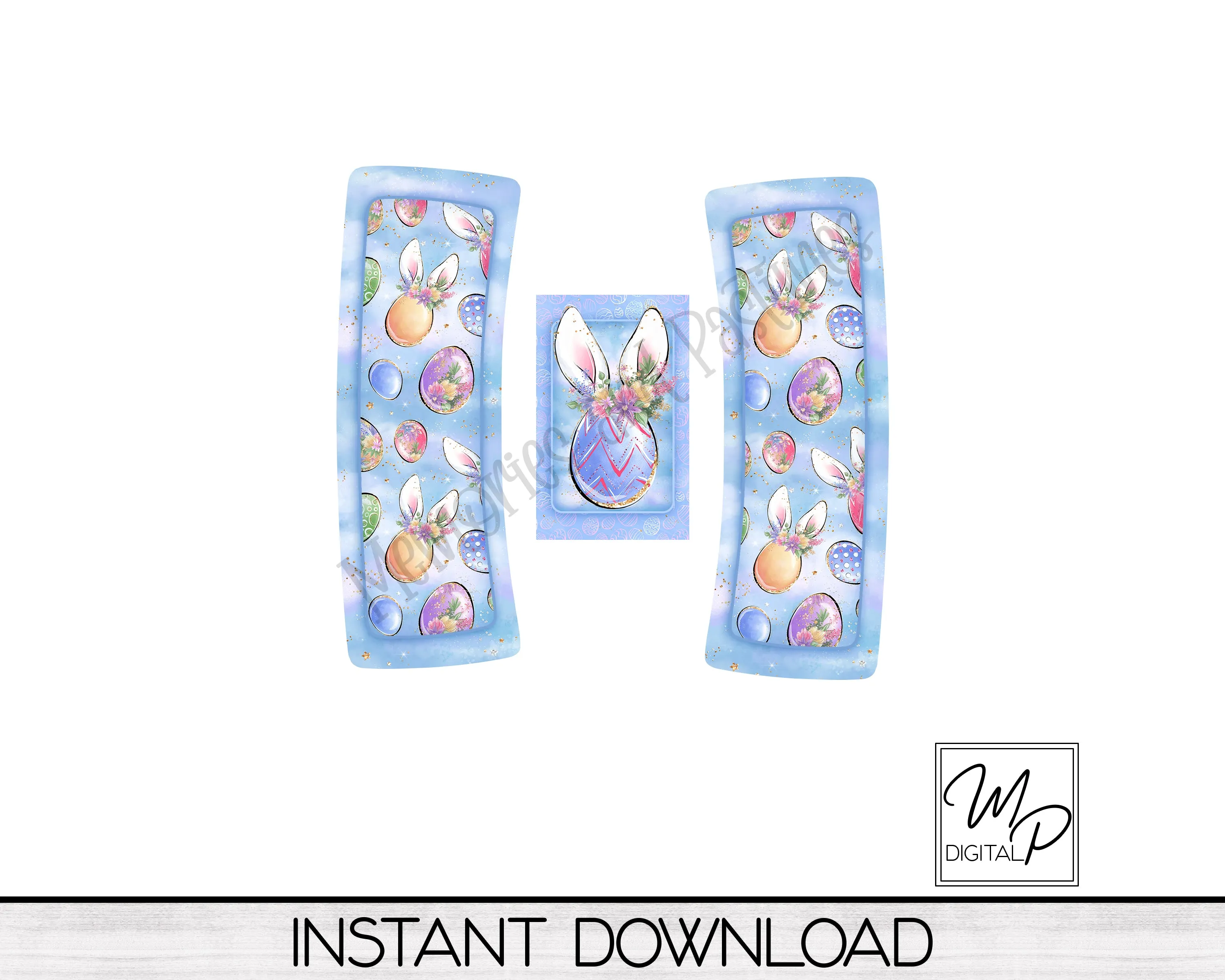 Easter Bunny Egg Hair Clip PNG Sublimation Design, Digital Download