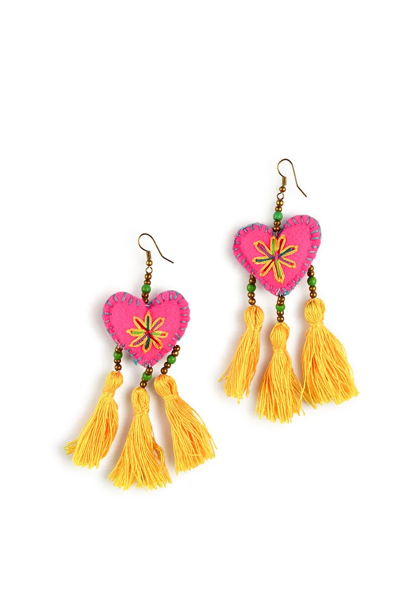 Embellished 3 Tassel Earrings