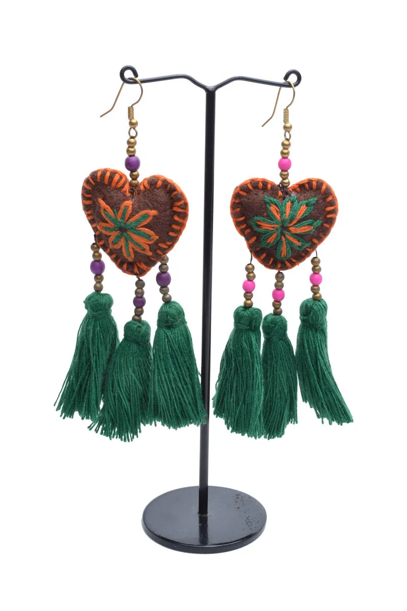 Embellished 3 Tassel Earrings