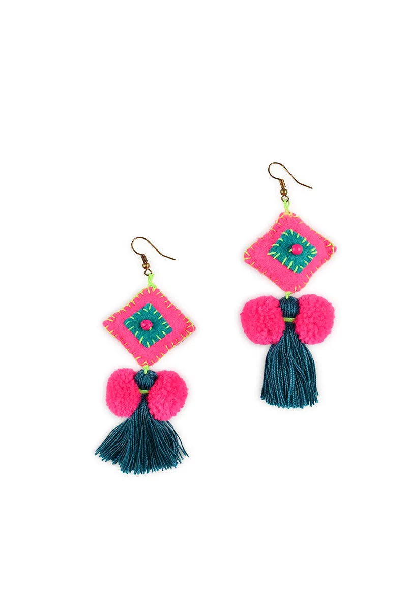 Embellished 3 Tassel Earrings