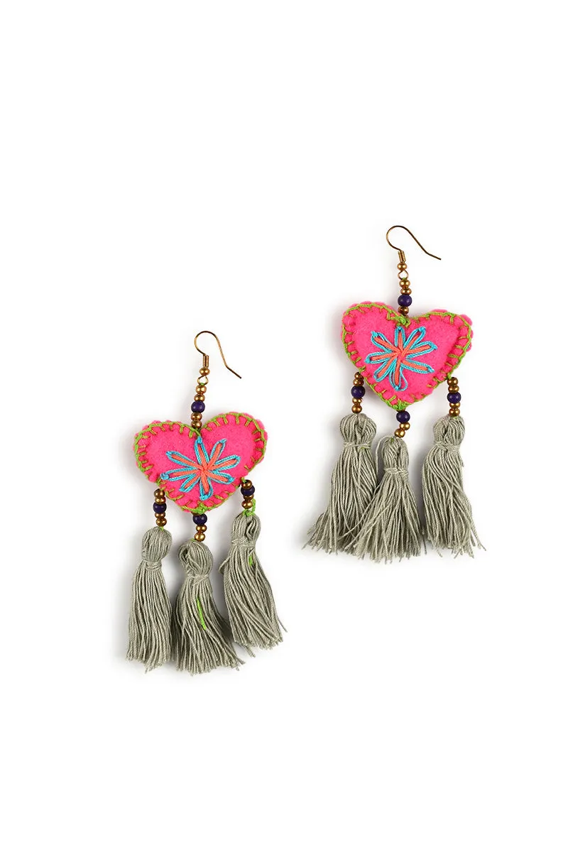 Embellished 3 Tassel Earrings