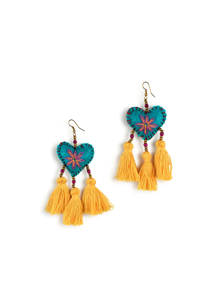 Embellished 3 Tassel Earrings